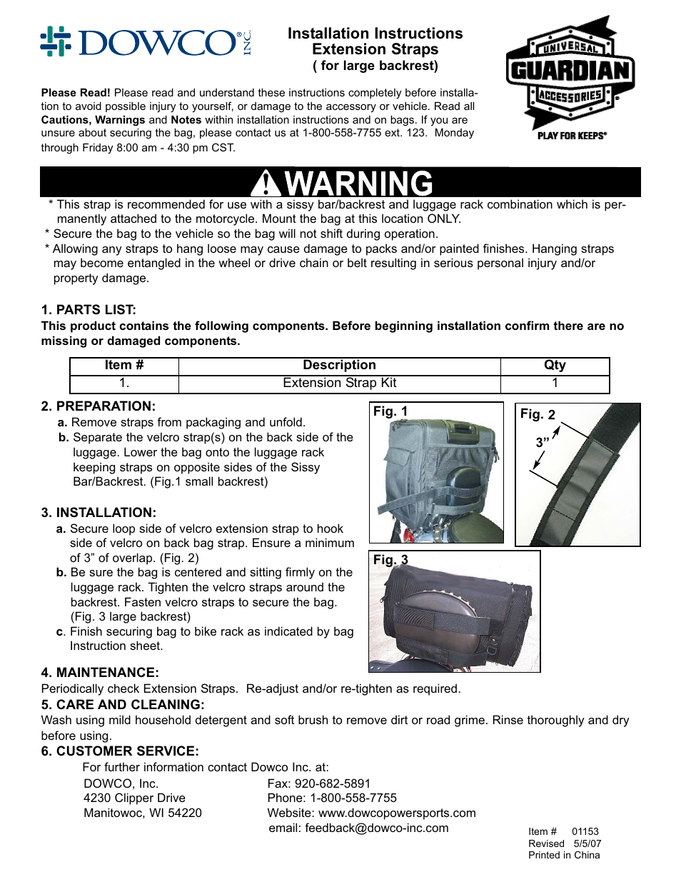 Dowco Power Sports Universal Extension Straps User Manual | 1 page