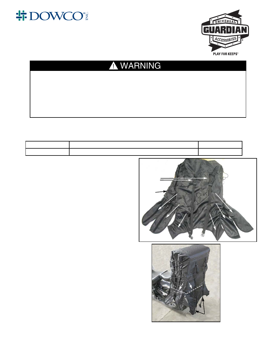 Dowco Power Sports Iron Rider Universal Rain Hood User Manual | 2 pages