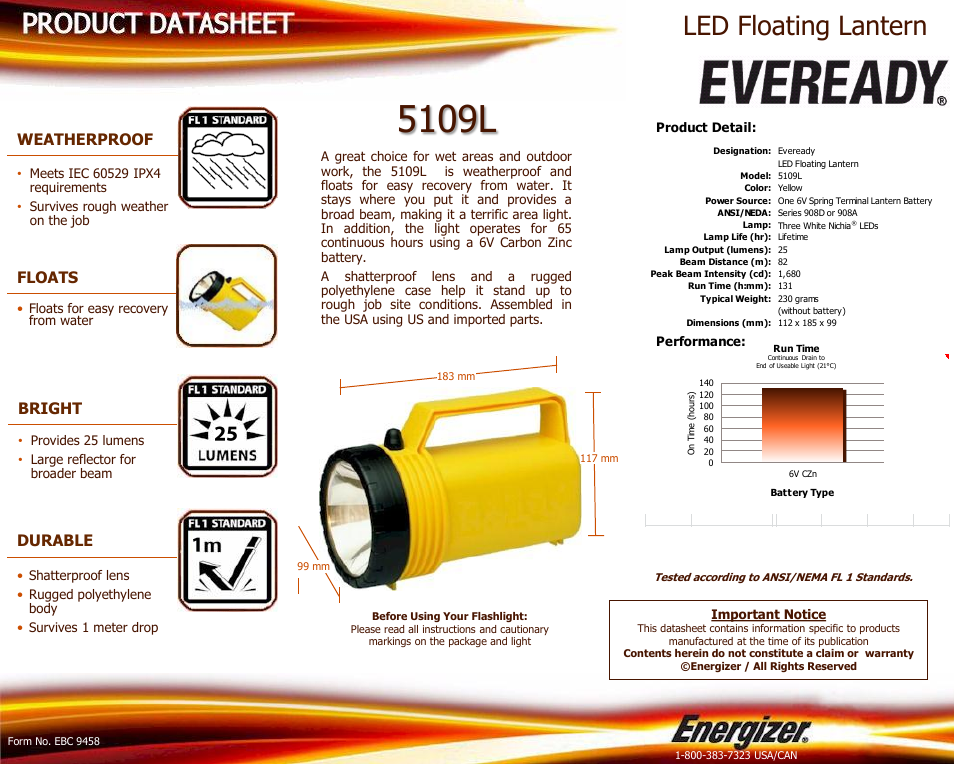 Eveready LED Floating Lantern User Manual | 1 page