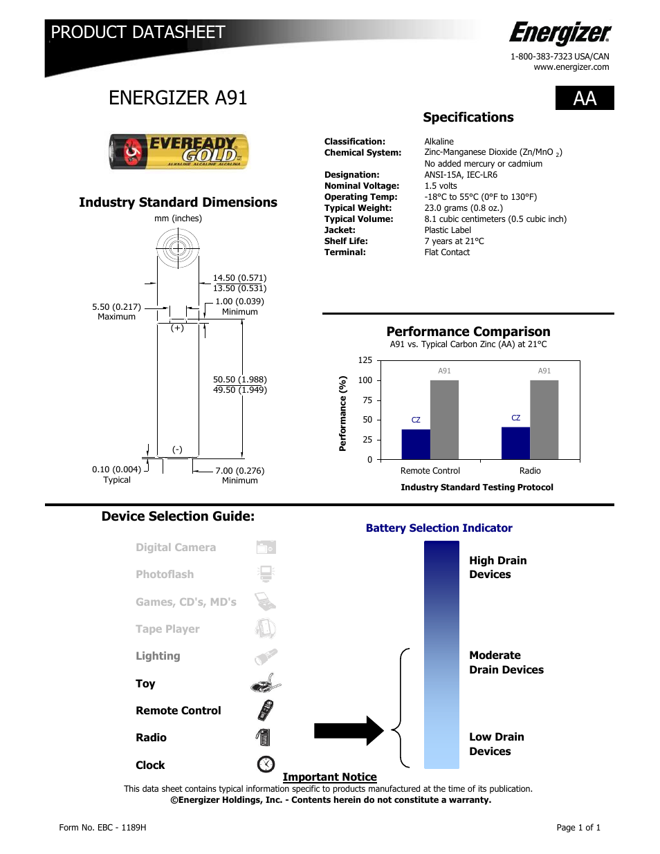 Eveready Gold AA User Manual | 1 page
