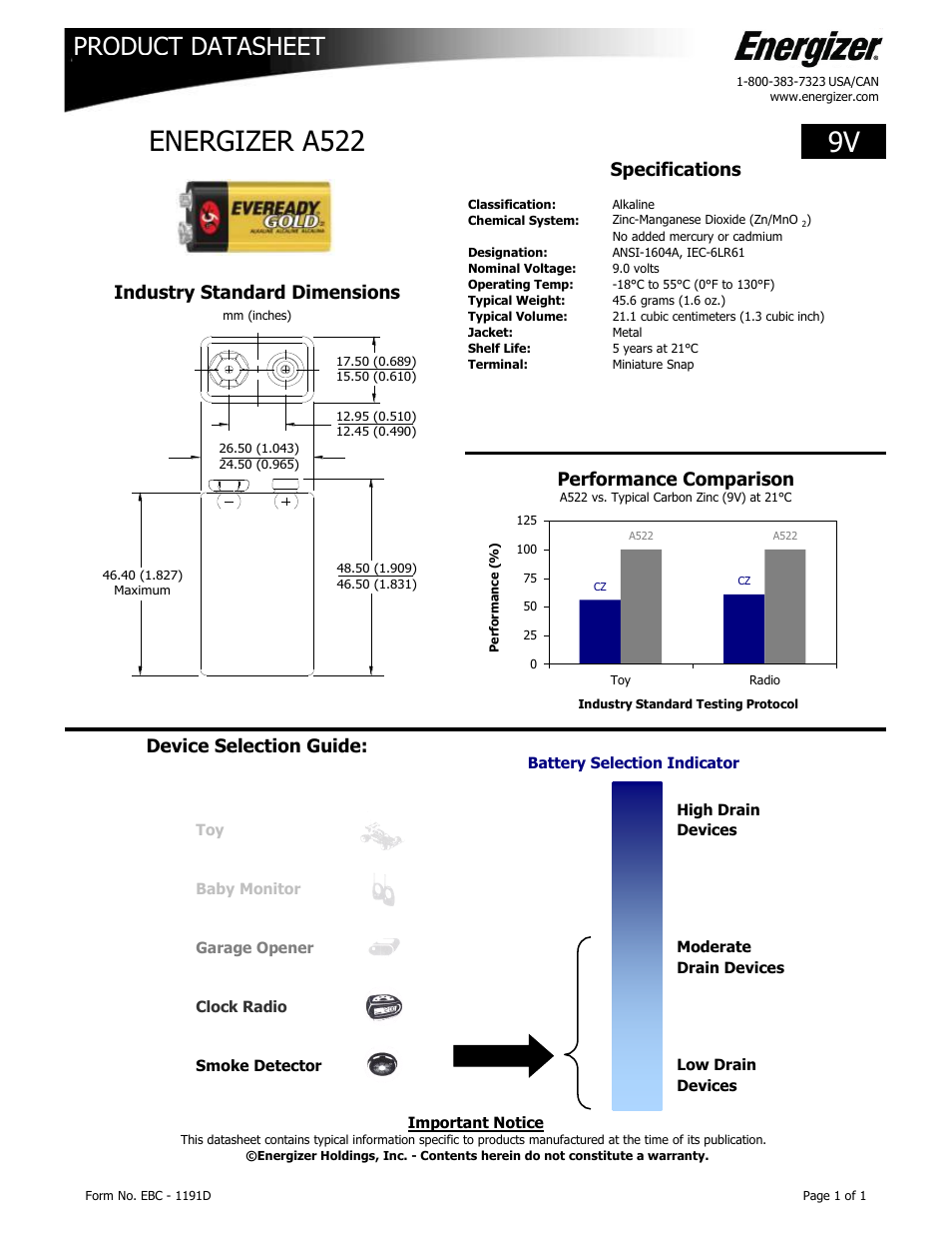 Eveready Gold 9v User Manual | 1 page