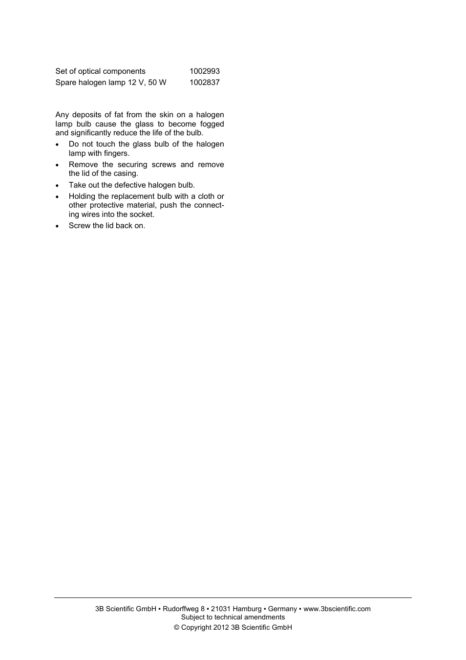 3B Scientific Five-Beam Lamp User Manual | Page 2 / 2