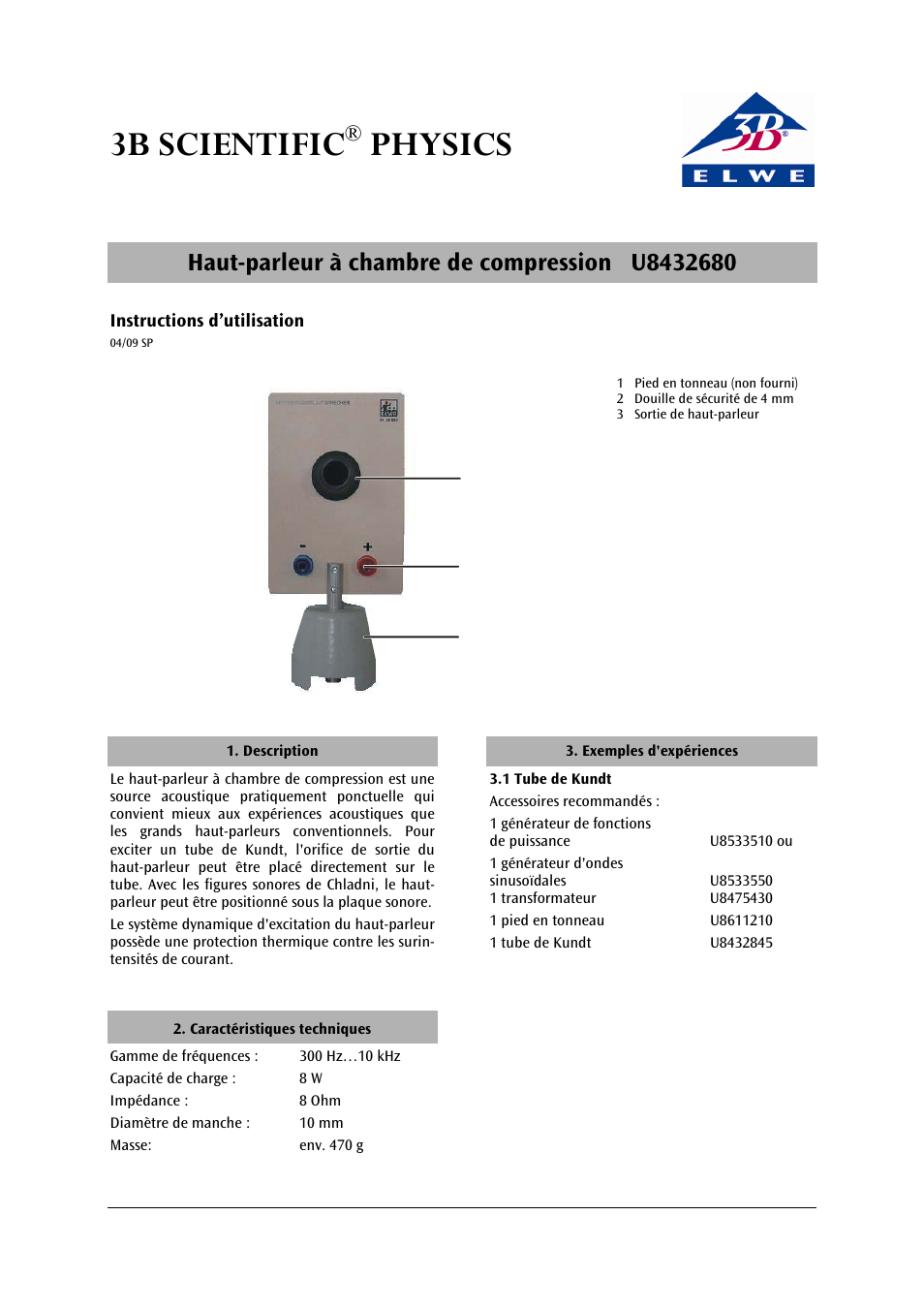 3b scientific, Physics | 3B Scientific Horn Loudspeaker User Manual | Page 5 / 12