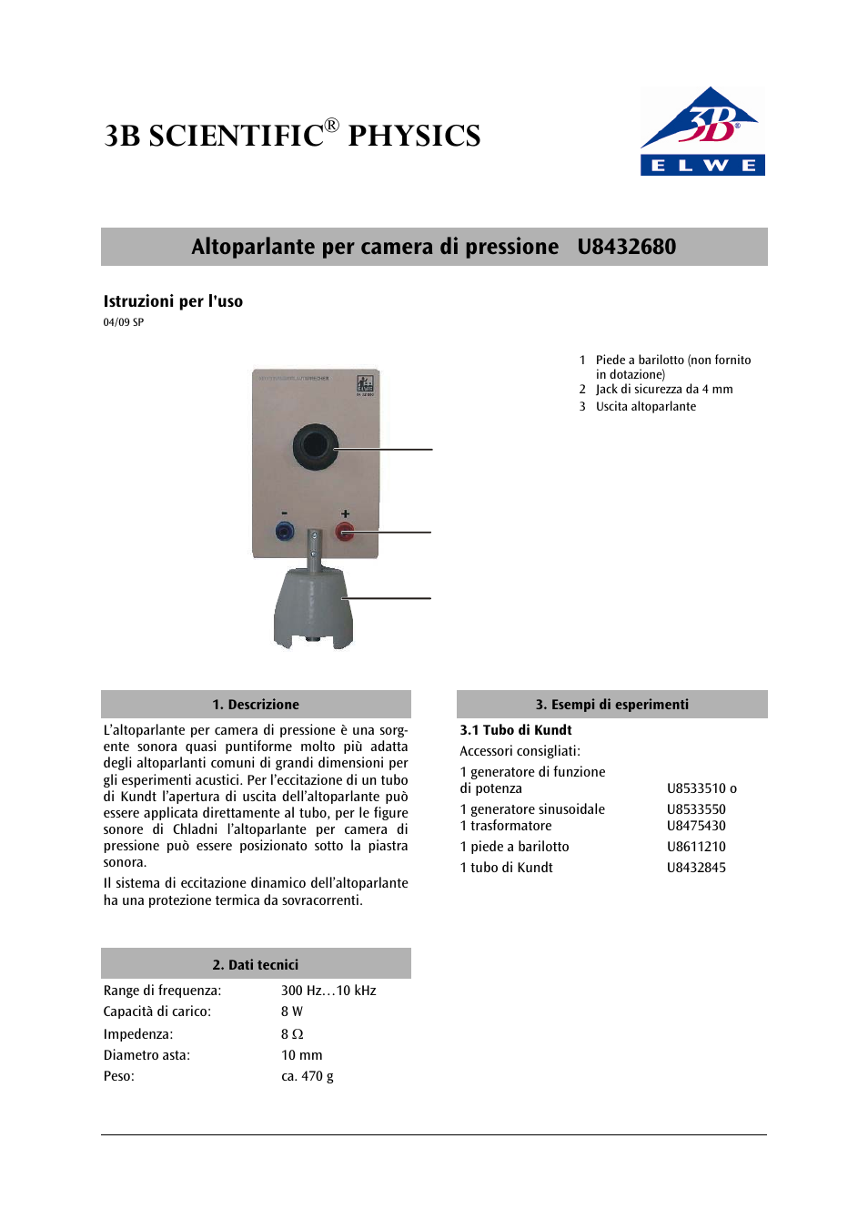 3b scientific, Physics | 3B Scientific Horn Loudspeaker User Manual | Page 7 / 12
