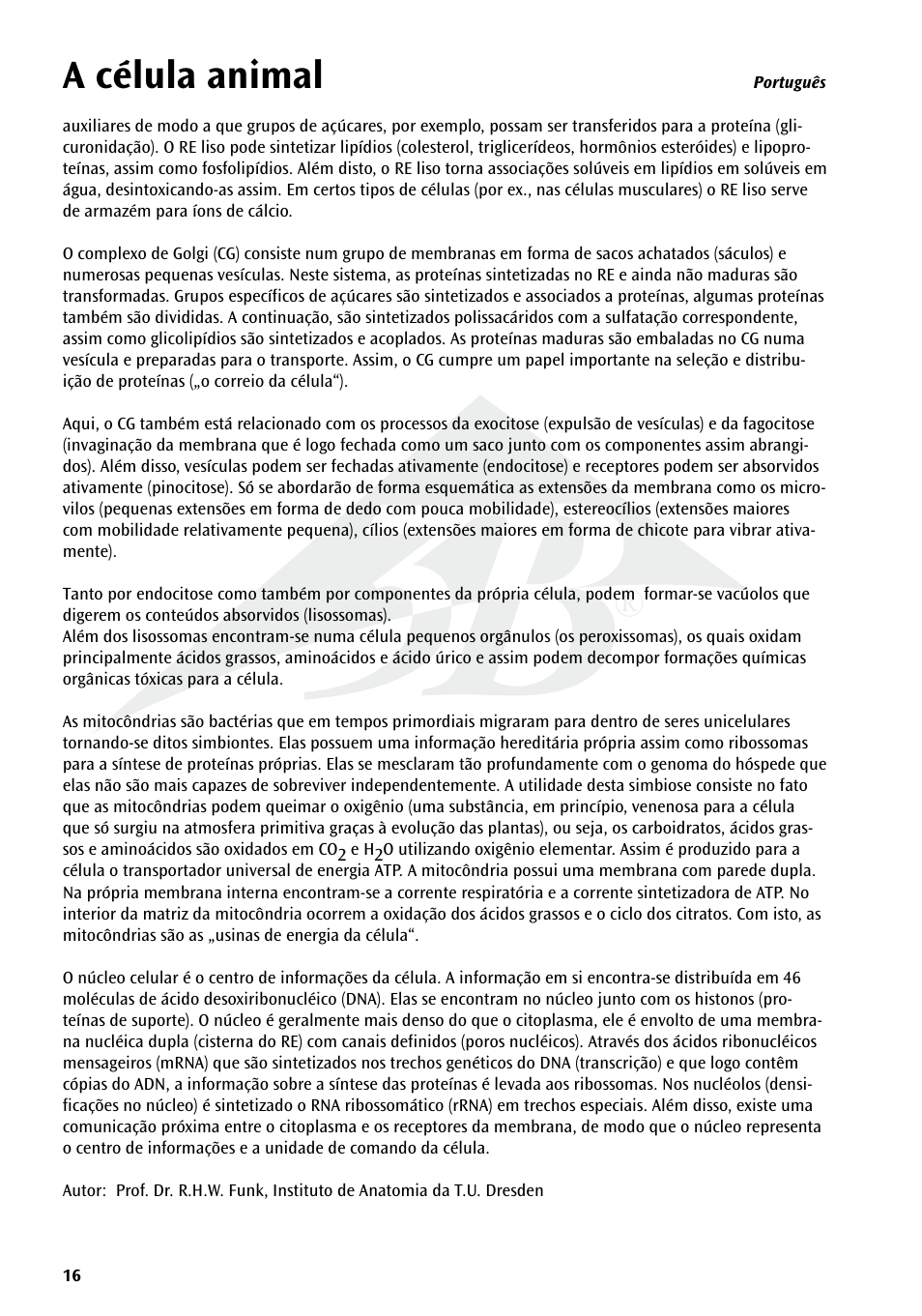 A célula animal | 3B Scientific Animal cell model User Manual | Page 16 / 36