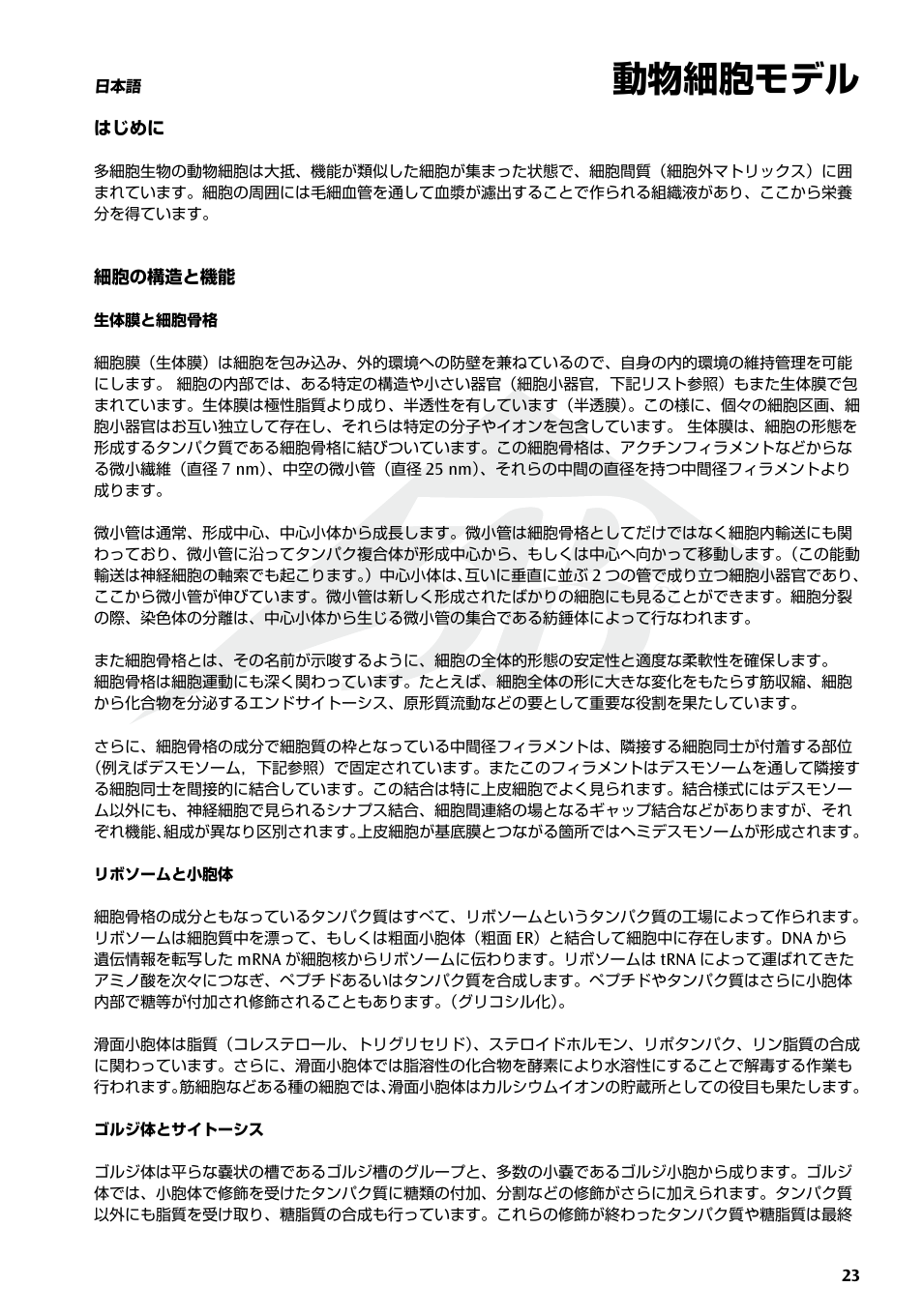 動物細胞モデル | 3B Scientific Animal cell model User Manual | Page 23 / 36