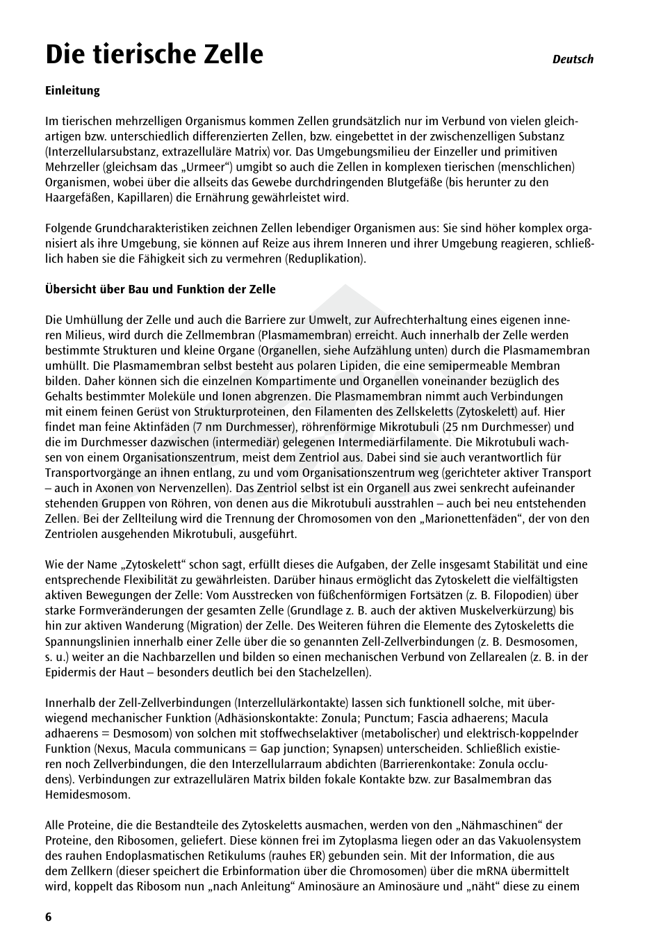 Die tierische zelle | 3B Scientific Animal cell model User Manual | Page 6 / 36