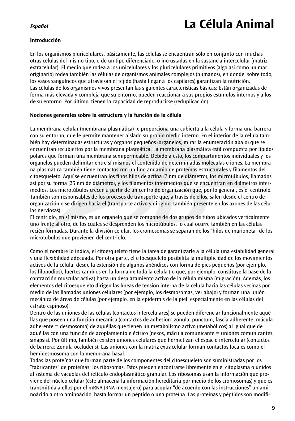 La célula animal | 3B Scientific Animal cell model User Manual | Page 9 / 36