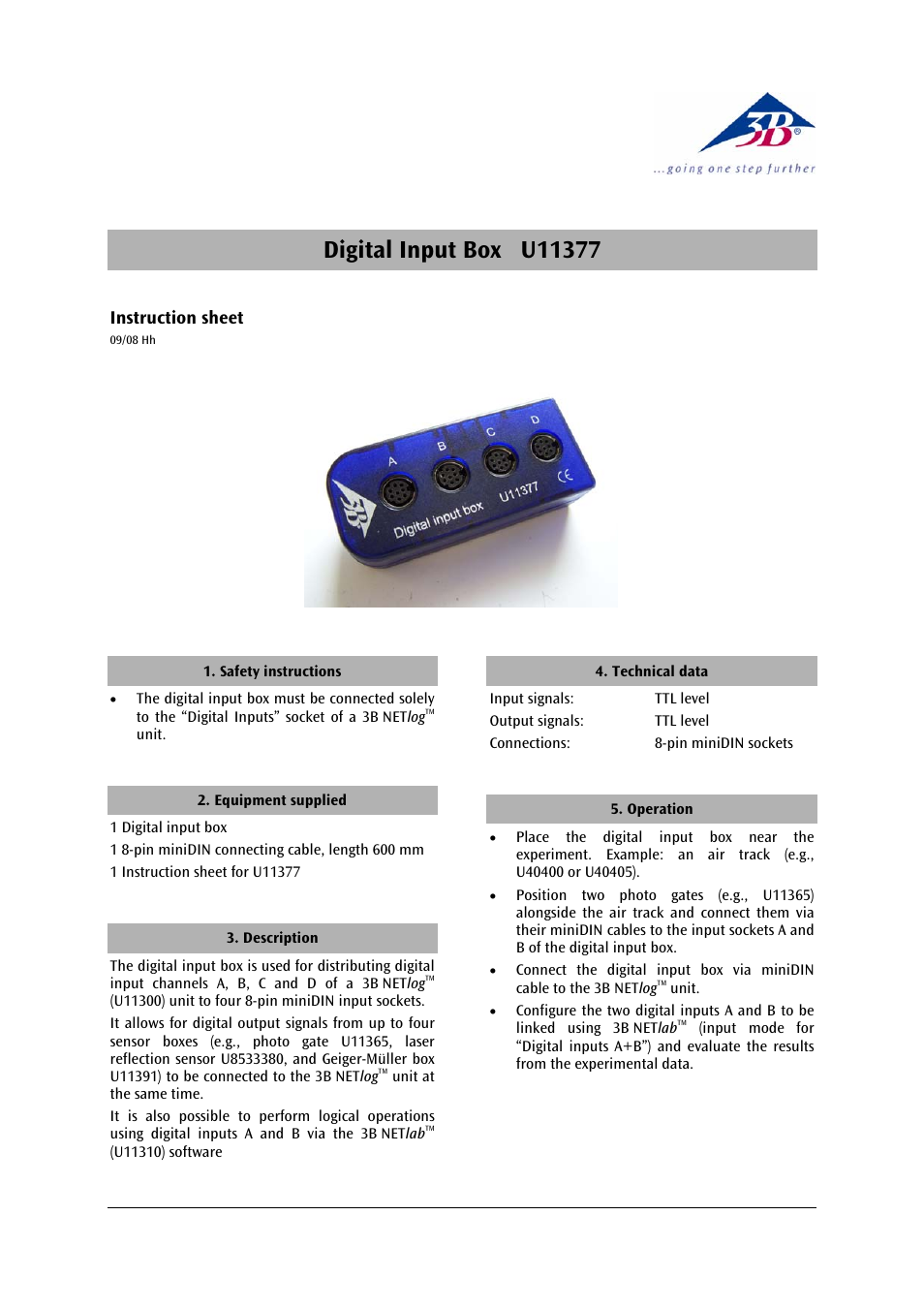 3b scientific, Physics | 3B Scientific Digital Input Box User Manual | Page 3 / 12