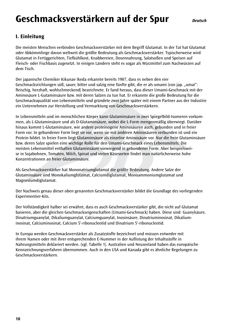 Geschmacksverstärkern auf der spur | 3B Scientific Experiment Set - On the Trail of Flavour Enhancers Brand new and topical-versatile in classroom situations User Manual | Page 10 / 48
