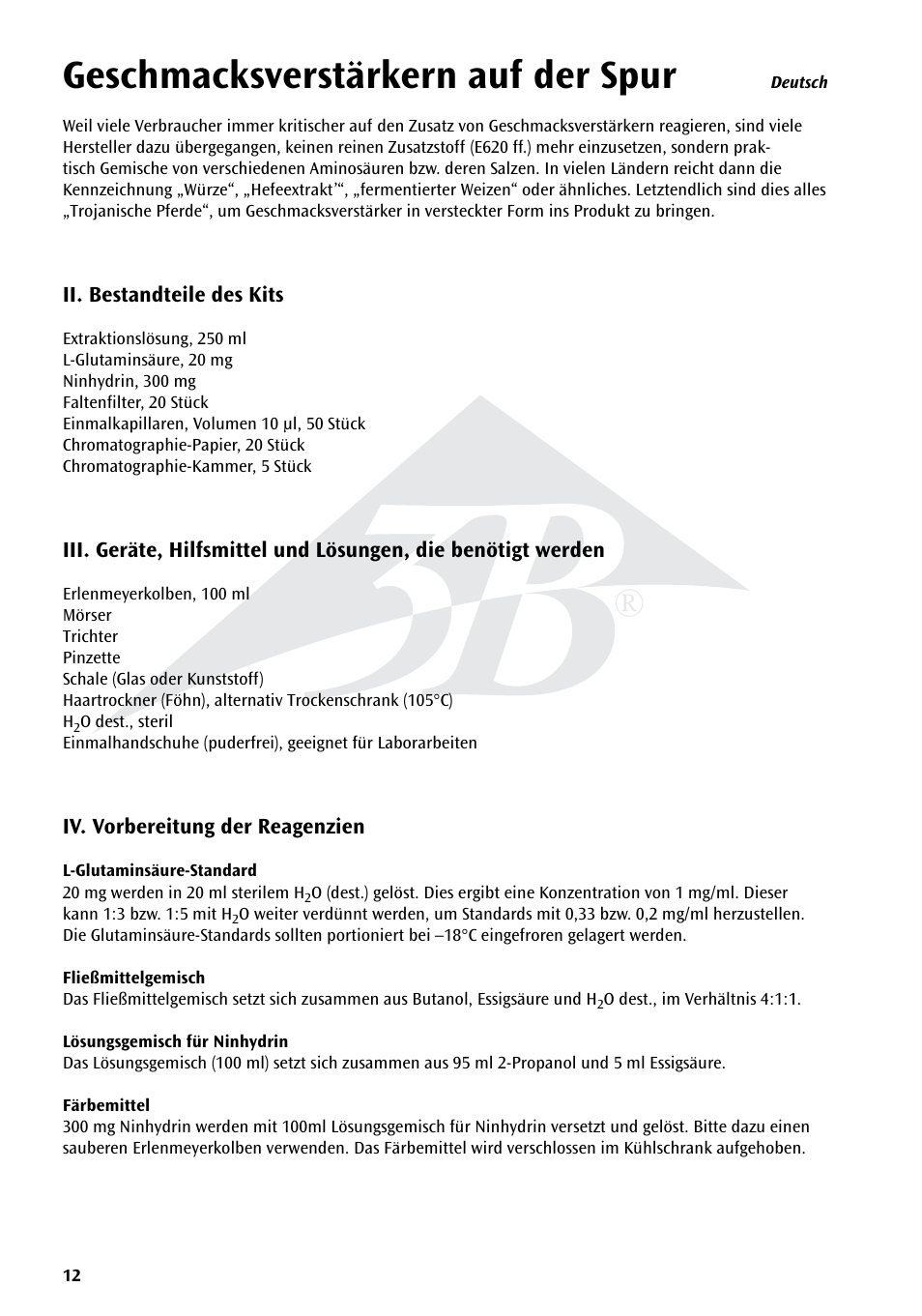 Geschmacksverstärkern auf der spur | 3B Scientific Experiment Set - On the Trail of Flavour Enhancers Brand new and topical-versatile in classroom situations User Manual | Page 12 / 48