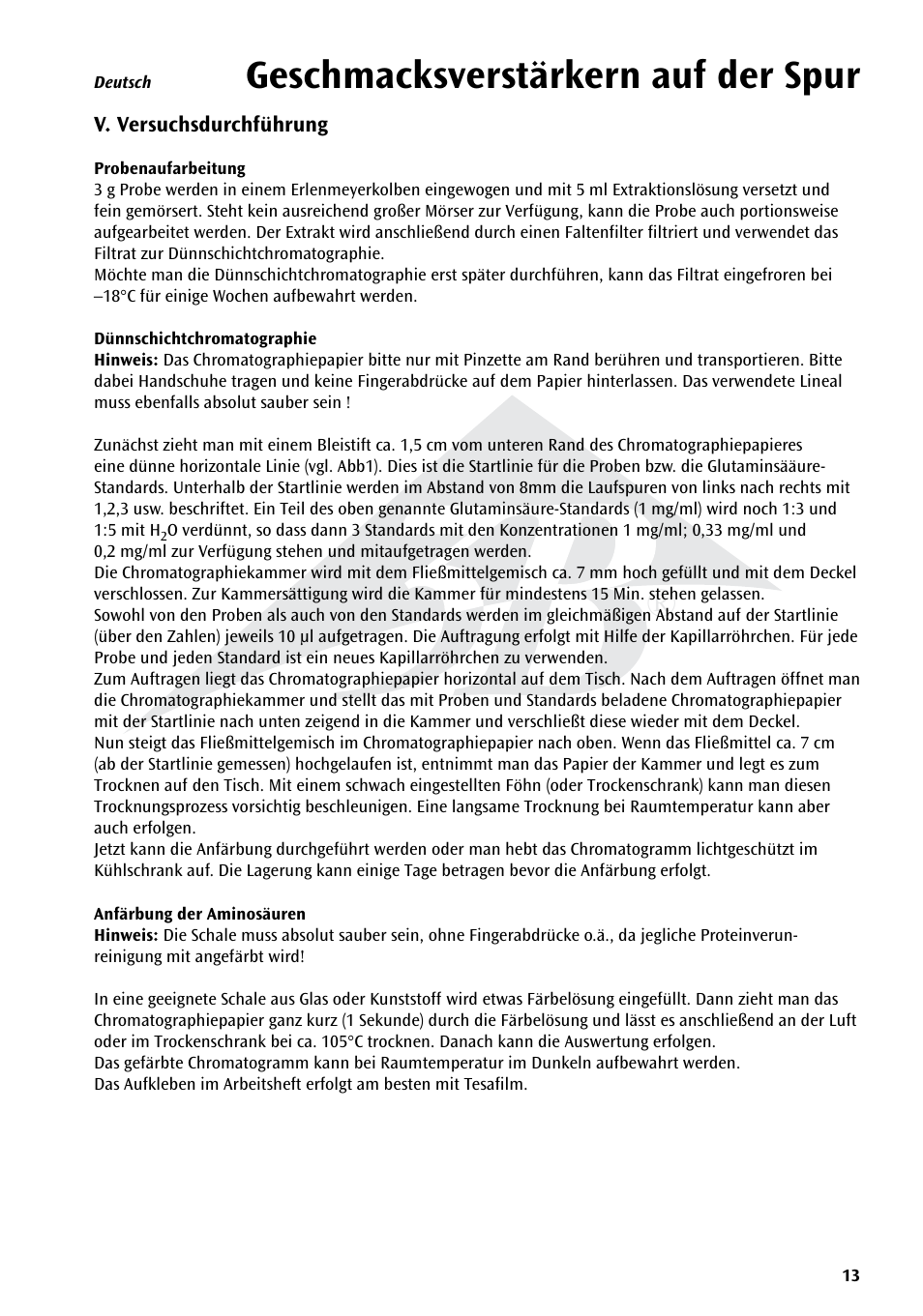Geschmacksverstärkern auf der spur | 3B Scientific Experiment Set - On the Trail of Flavour Enhancers Brand new and topical-versatile in classroom situations User Manual | Page 13 / 48