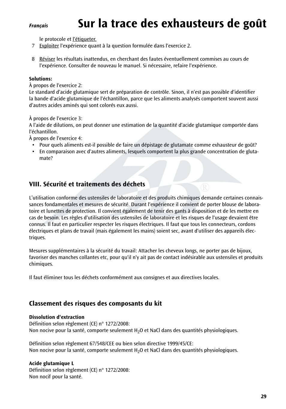Sur la trace des exhausteurs de goût | 3B Scientific Experiment Set - On the Trail of Flavour Enhancers Brand new and topical-versatile in classroom situations User Manual | Page 29 / 48