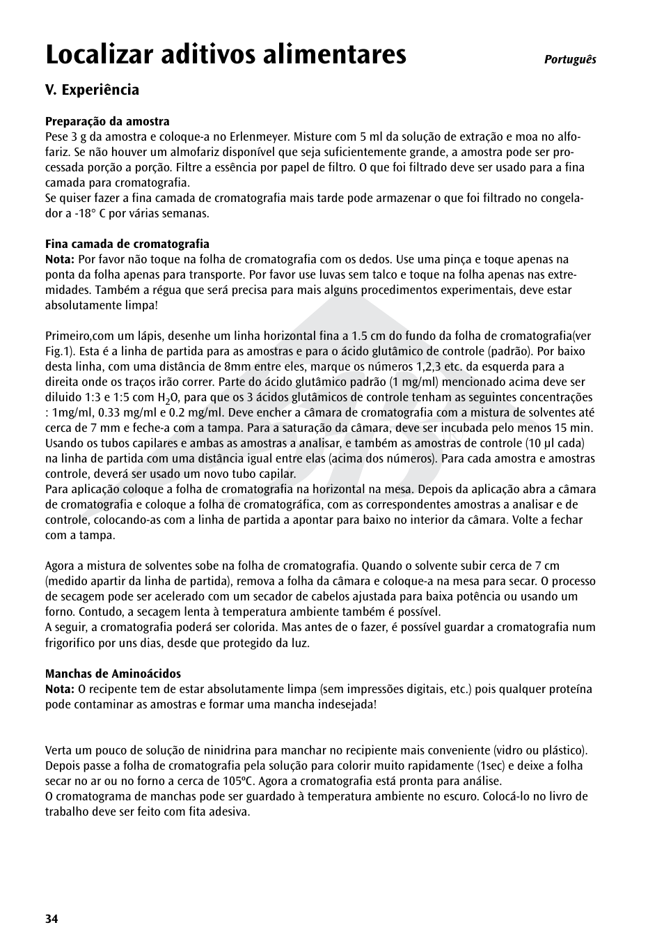 Localizar aditivos alimentares | 3B Scientific Experiment Set - On the Trail of Flavour Enhancers Brand new and topical-versatile in classroom situations User Manual | Page 34 / 48