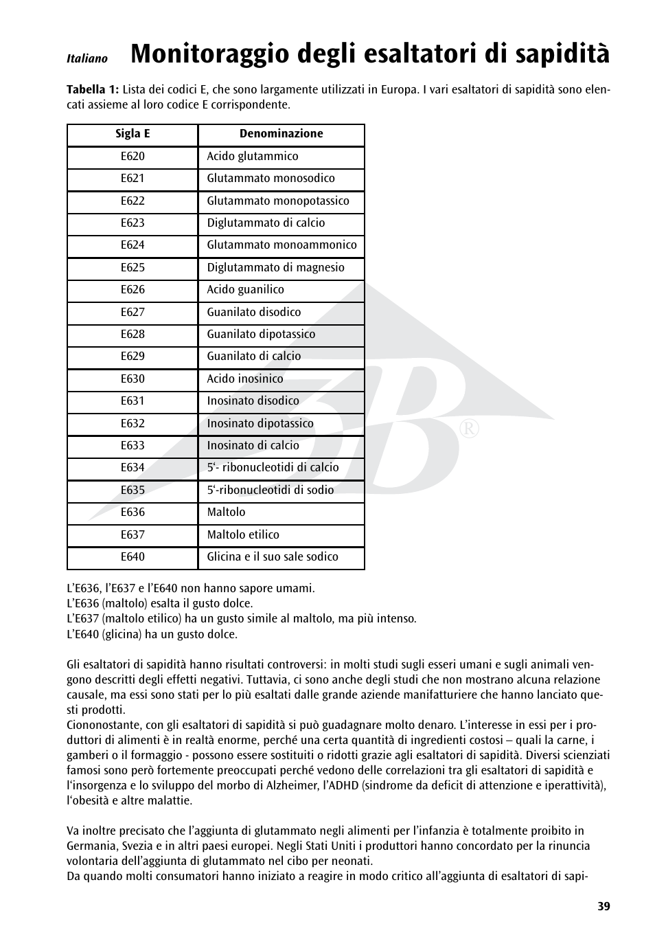 Monitoraggio degli esaltatori di sapidità | 3B Scientific Experiment Set - On the Trail of Flavour Enhancers Brand new and topical-versatile in classroom situations User Manual | Page 39 / 48