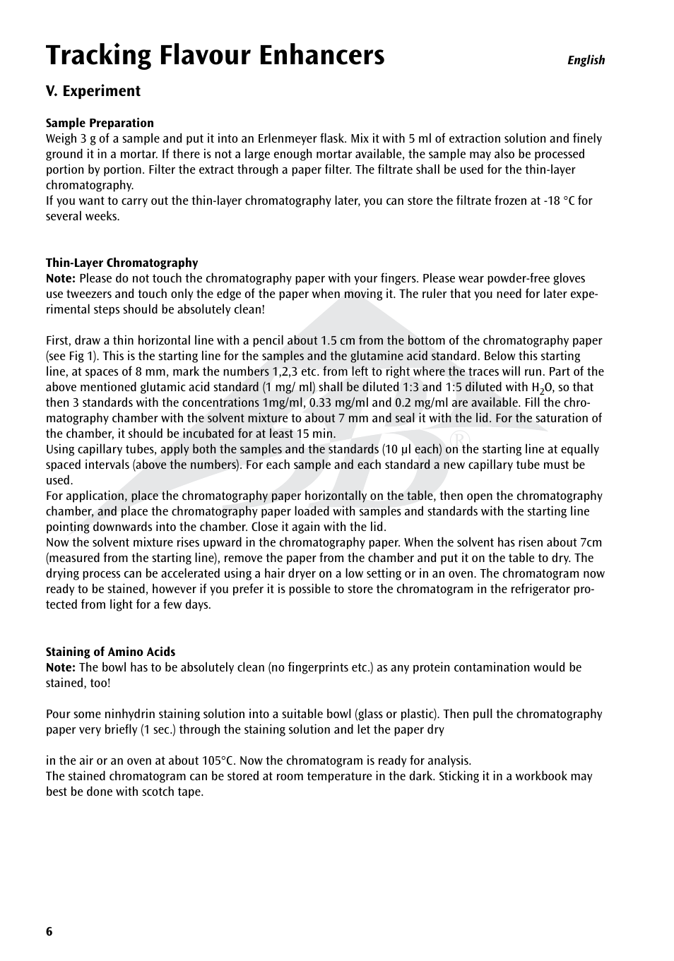 Tracking flavour enhancers | 3B Scientific Experiment Set - On the Trail of Flavour Enhancers Brand new and topical-versatile in classroom situations User Manual | Page 6 / 48