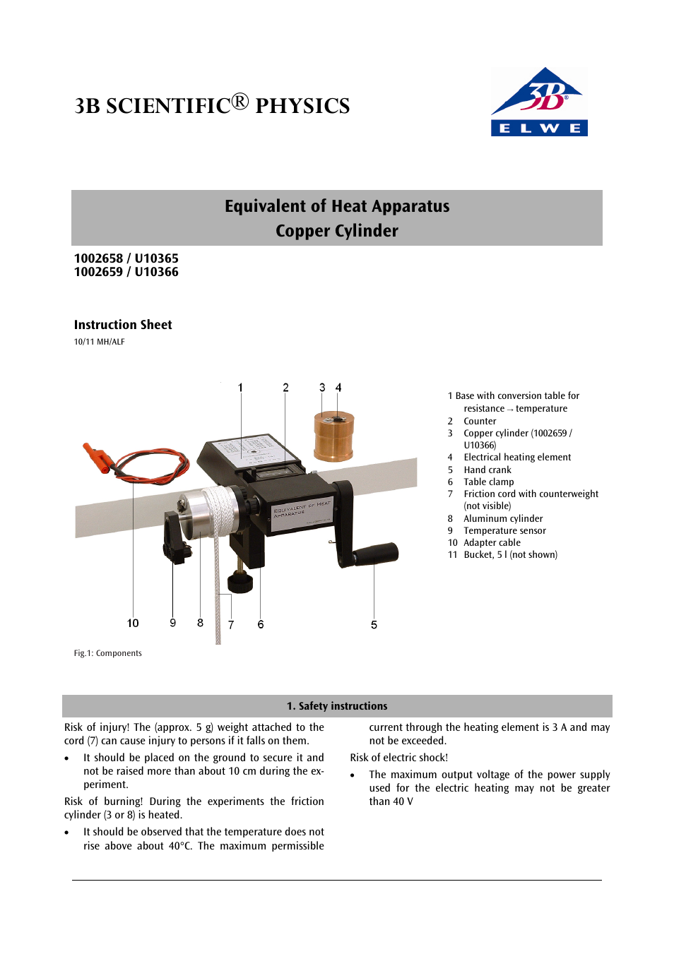 3B Scientific Heat Equivalent Apparatus User Manual | 6 pages