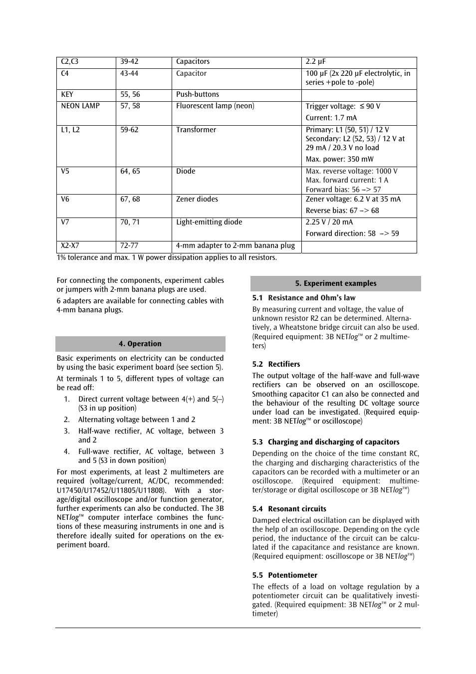 3B Scientific Basic Experiment Board (115 V, 50__60 Hz) User Manual | Page 7 / 24