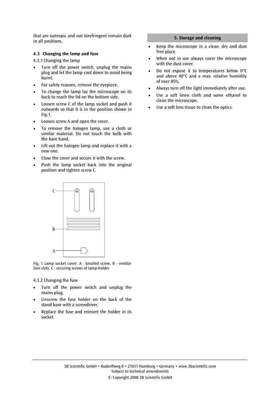 3B Scientific Binocular Microscope Model 500 with Polarization Equipment User Manual | Page 7 / 24