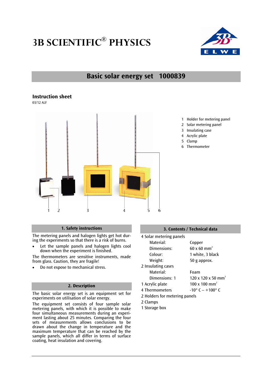 3B Scientific Solar Energy Basic Kit User Manual | 2 pages