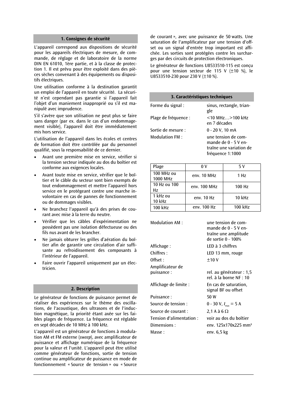 3B Scientific Power Function Generator (115 V, 50__60 Hz) User Manual | Page 10 / 24