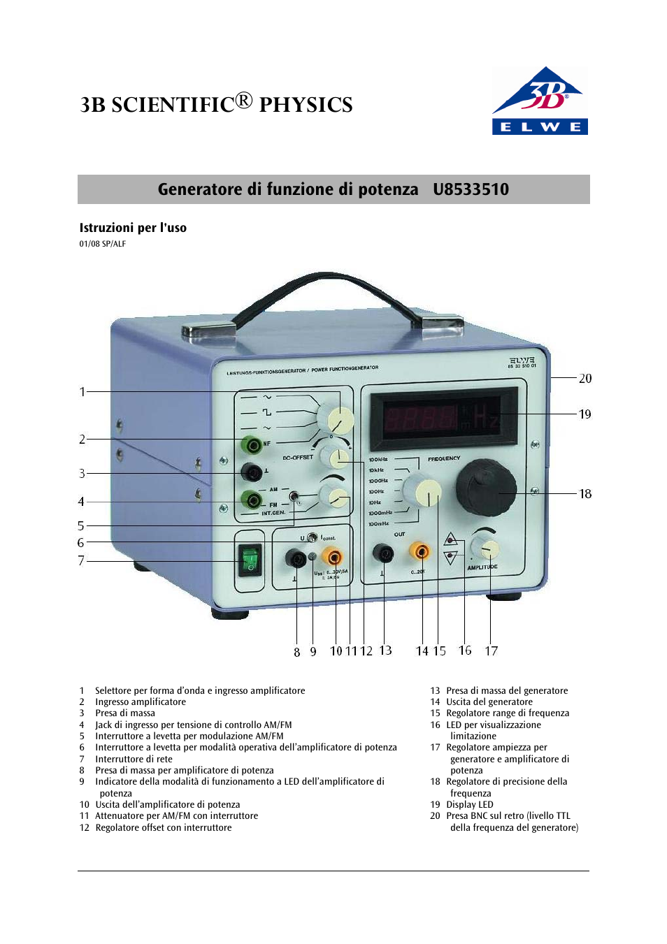 3b scientific® physics | 3B Scientific Power Function Generator (115 V, 50__60 Hz) User Manual | Page 13 / 24