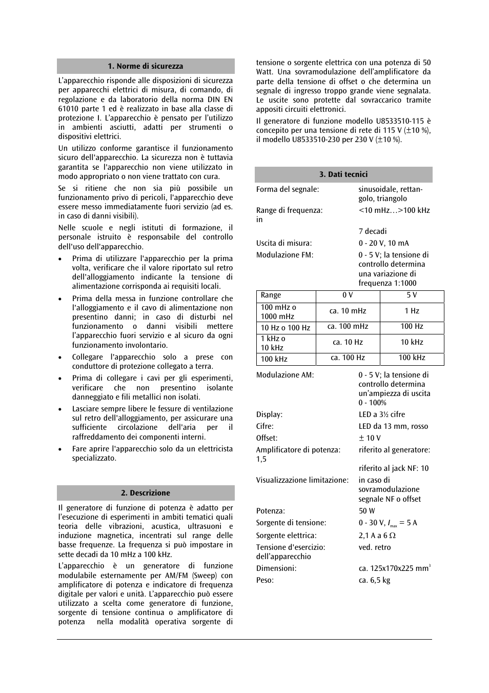 3B Scientific Power Function Generator (115 V, 50__60 Hz) User Manual | Page 14 / 24