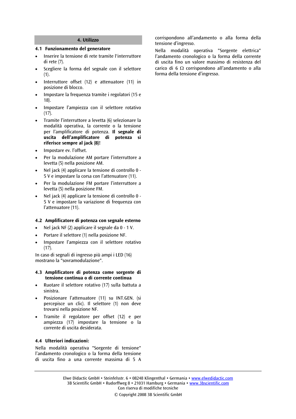 3B Scientific Power Function Generator (115 V, 50__60 Hz) User Manual | Page 15 / 24