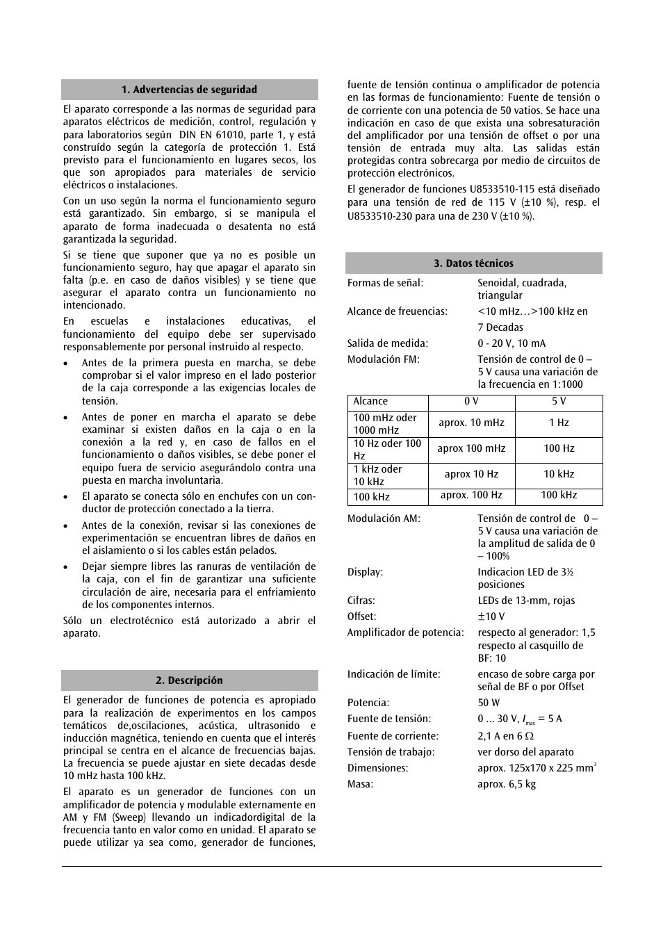 3B Scientific Power Function Generator (115 V, 50__60 Hz) User Manual | Page 18 / 24