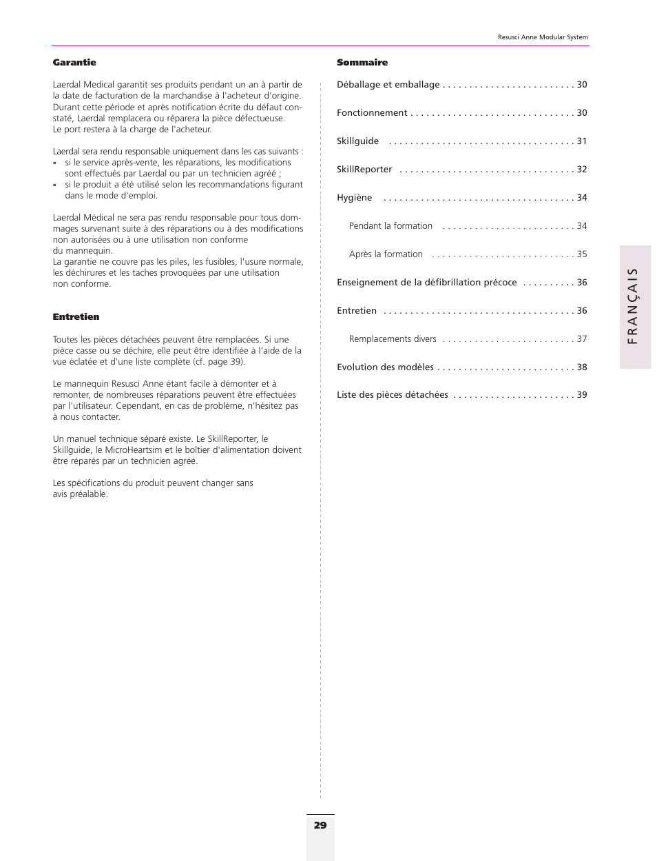 Français | 3B Scientific Resusci Anne CPR Torso User Manual | Page 27 / 73