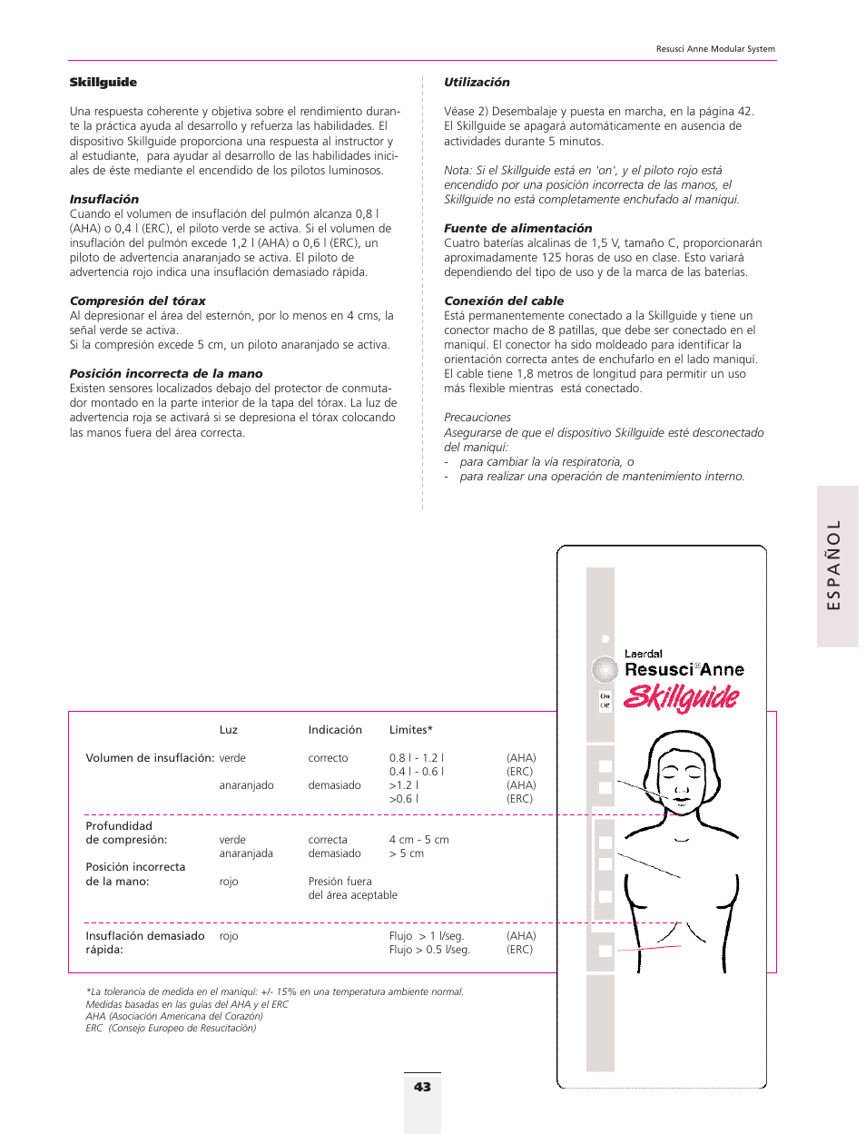 Esp añol | 3B Scientific Resusci Anne CPR Torso User Manual | Page 41 / 73