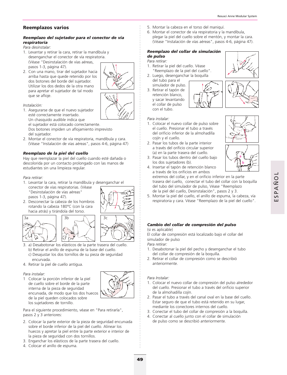 Esp añol | 3B Scientific Resusci Anne CPR Torso User Manual | Page 47 / 73