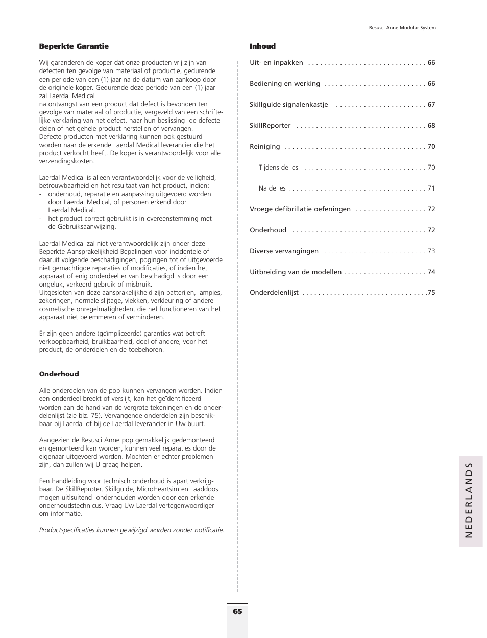 Nederlands | 3B Scientific Resusci Anne CPR Torso User Manual | Page 63 / 73