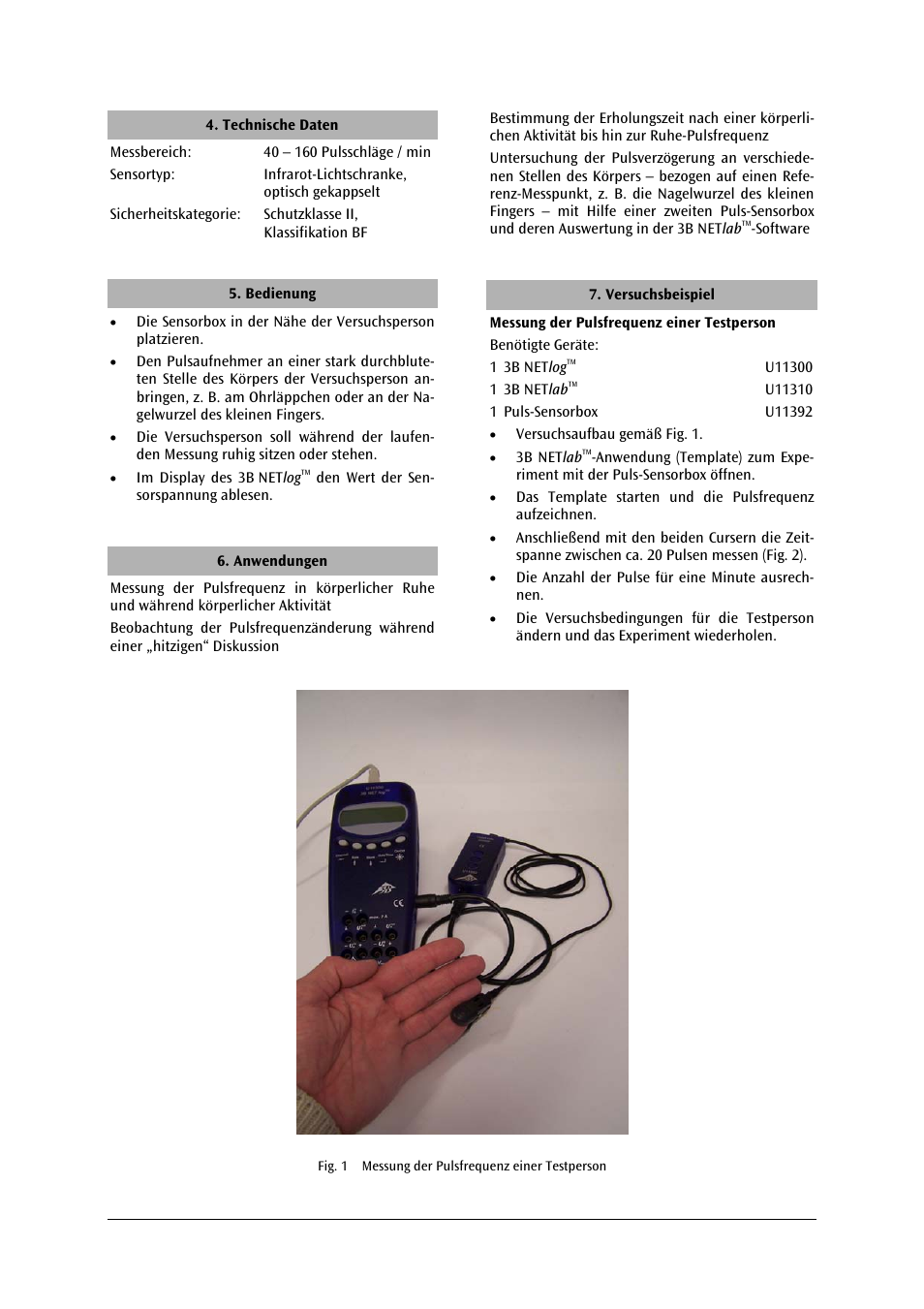 3B Scientific Human Pulse Sensor Box User Manual | Page 2 / 24