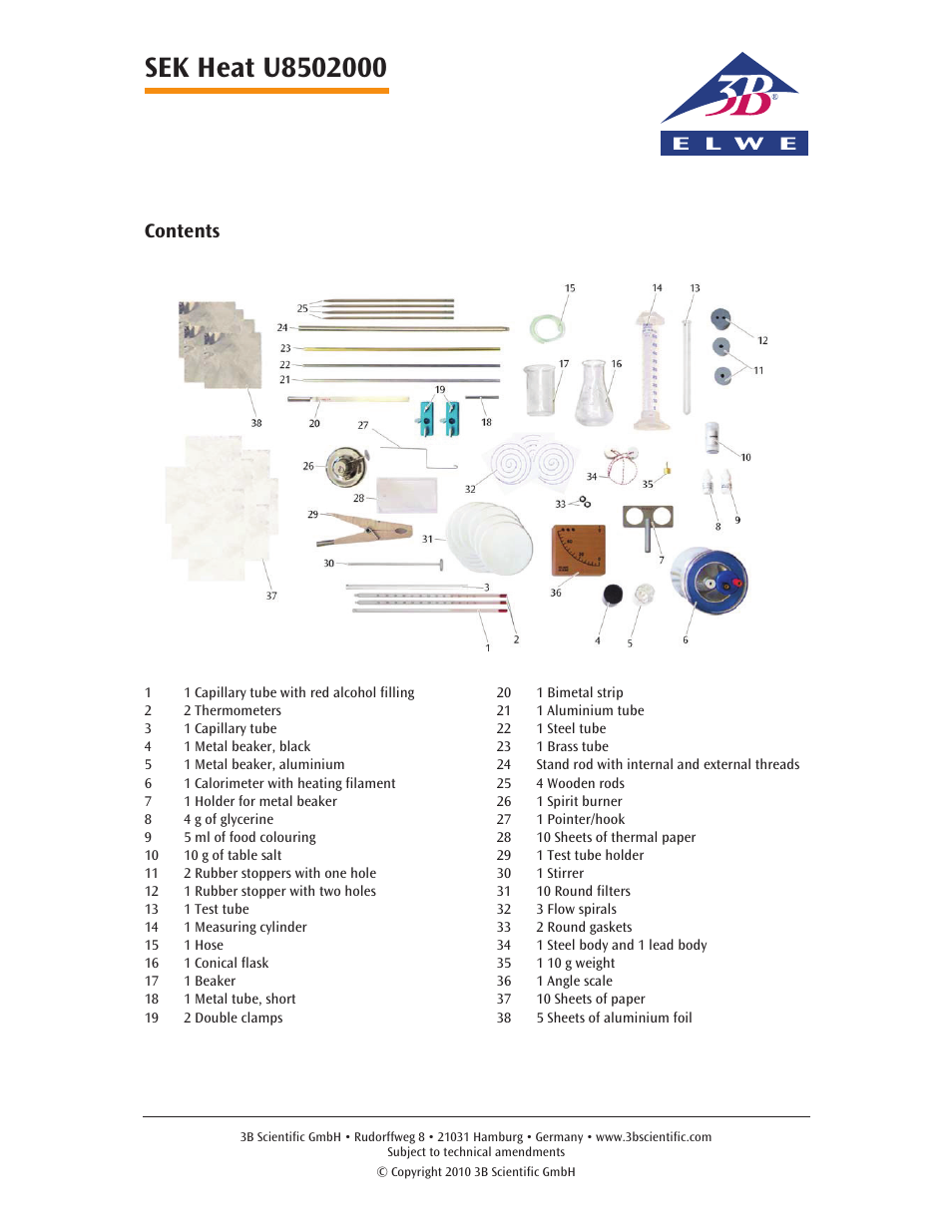 3B Scientific Advanced Thermodynamics Kit User Manual | 3 pages
