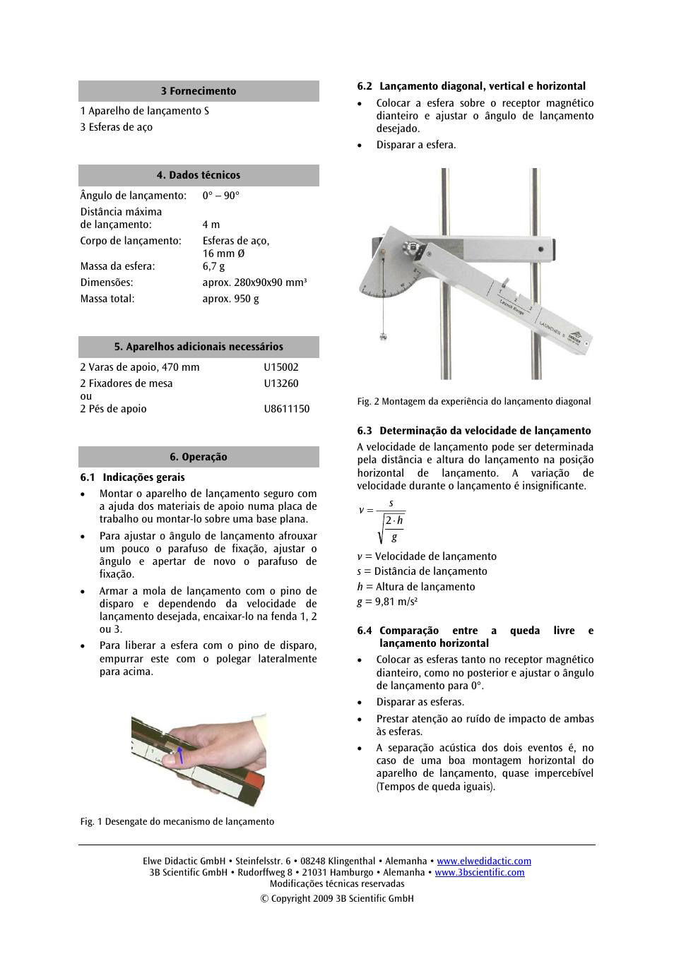 3B Scientific Launcher S User Manual | Page 12 / 12