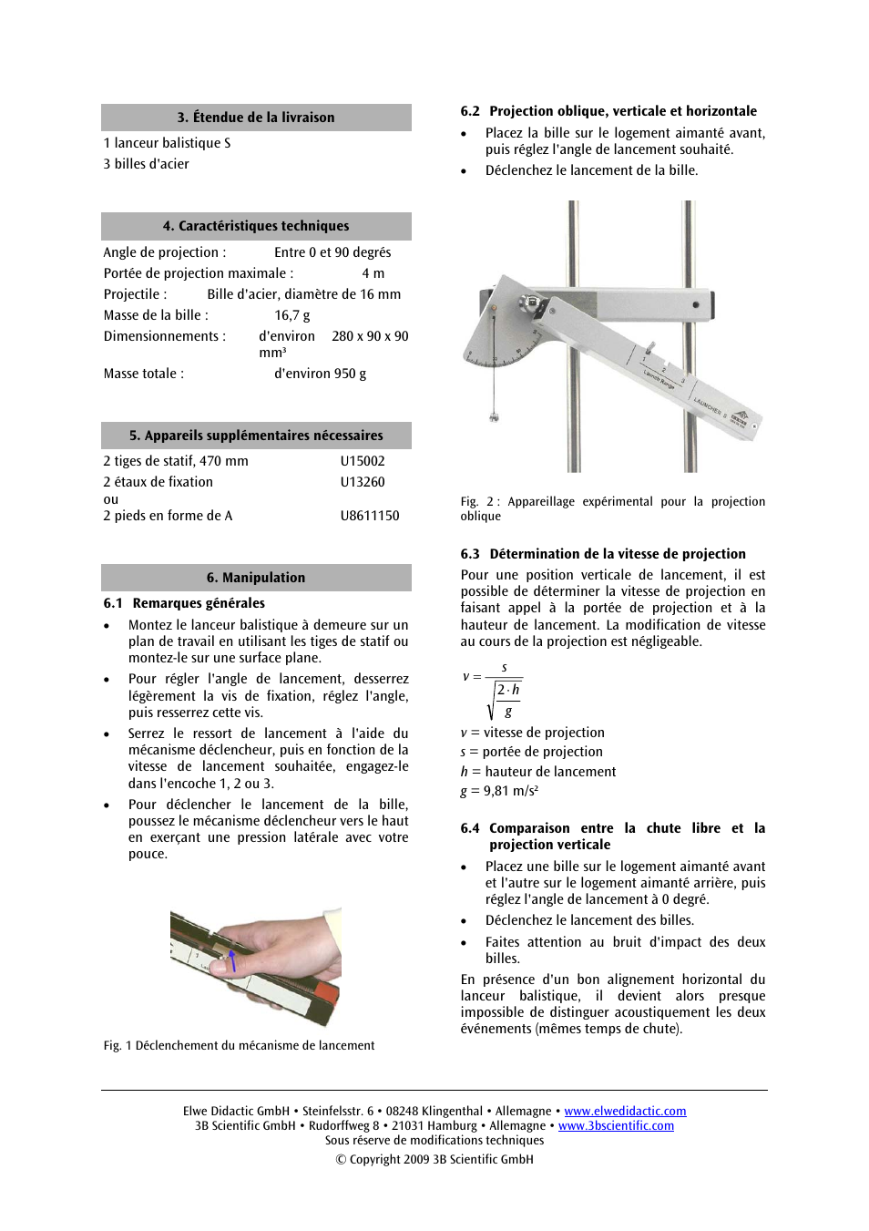 3B Scientific Launcher S User Manual | Page 6 / 12