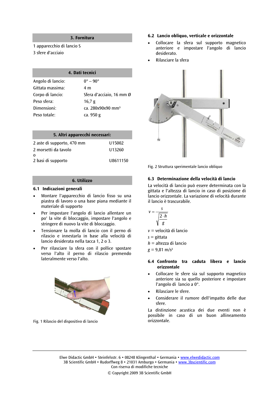 3B Scientific Launcher S User Manual | Page 8 / 12