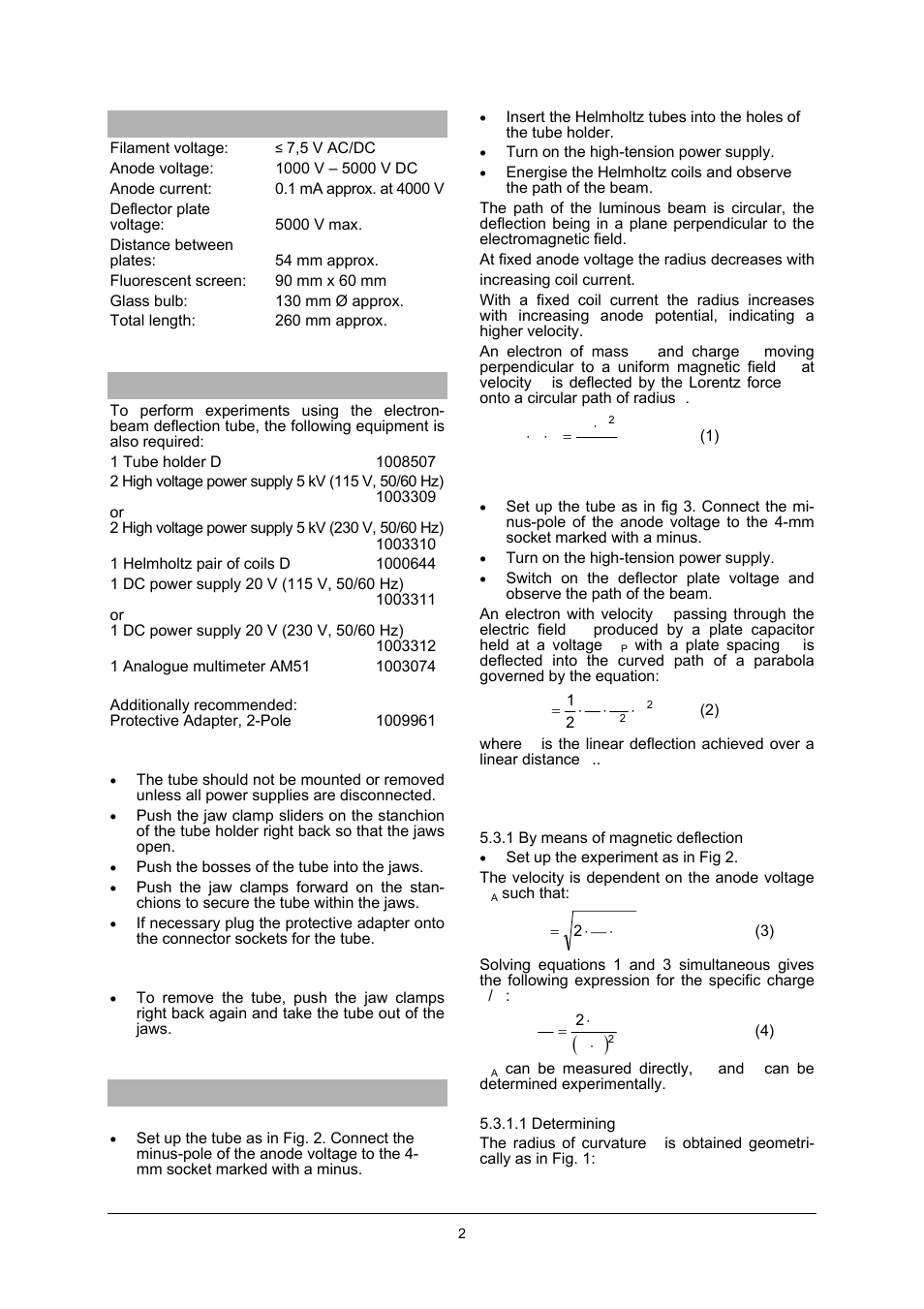 3B Scientific Electron Deflection Tube D User Manual | Page 2 / 6