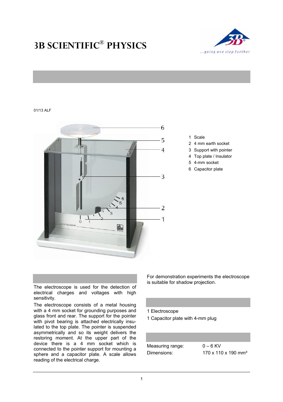 3B Scientific Kolbe's Electroscope User Manual | 2 pages