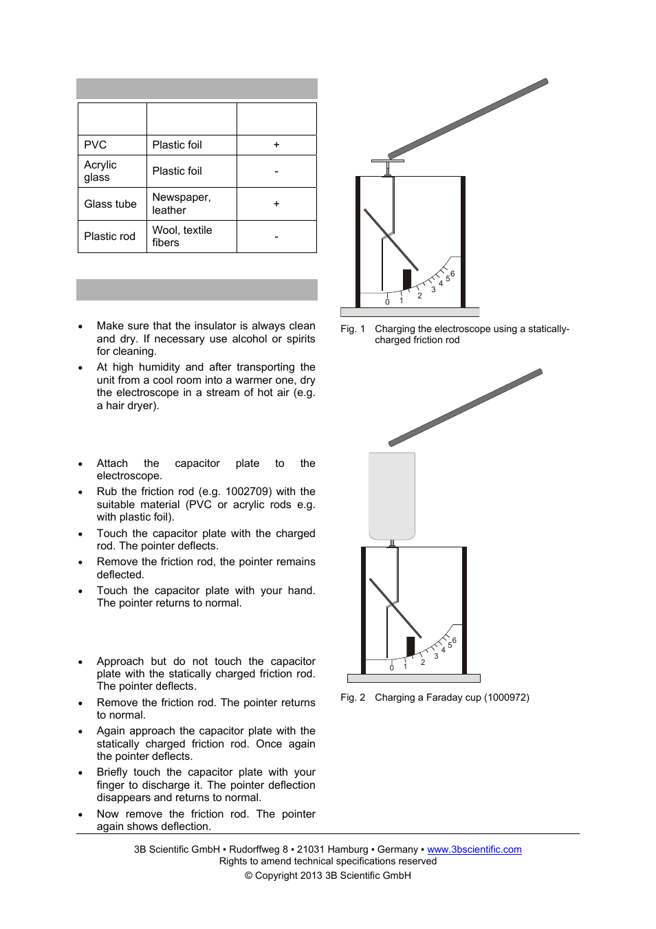 3B Scientific Kolbe's Electroscope User Manual | Page 2 / 2