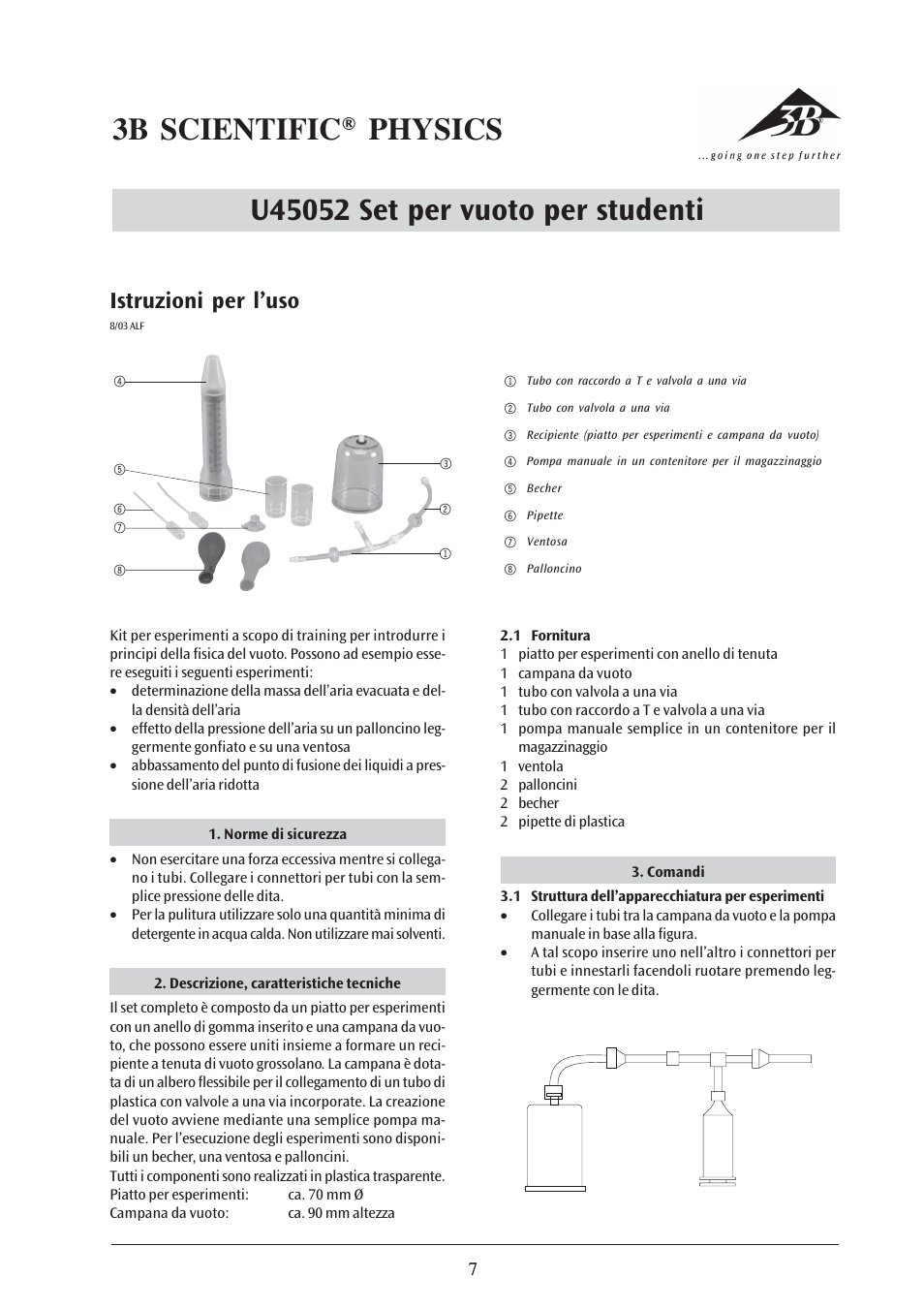 Istruzioni per l’uso | 3B Scientific Vacuum Student Kit User Manual | Page 7 / 12