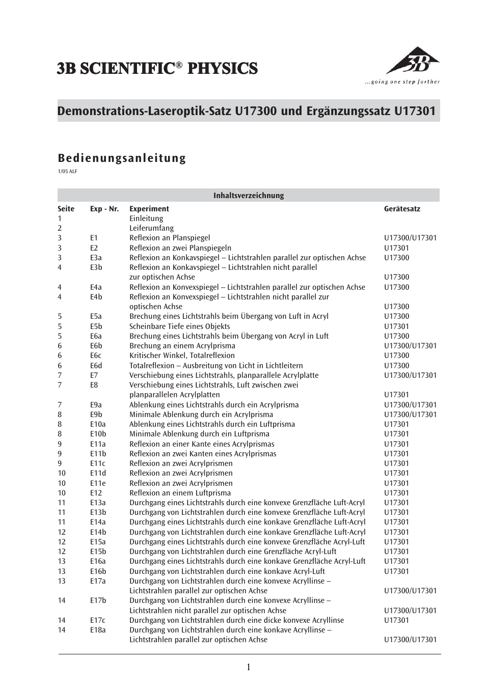 3B Scientific Laser Optics Supplemental Set User Manual | 93 pages