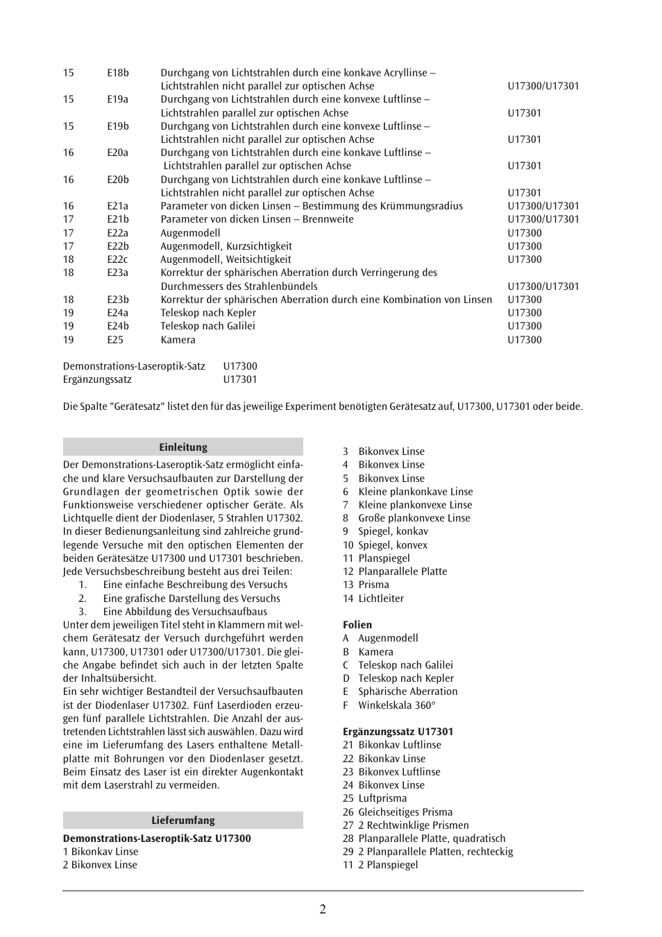 3B Scientific Laser Optics Supplemental Set User Manual | Page 2 / 93