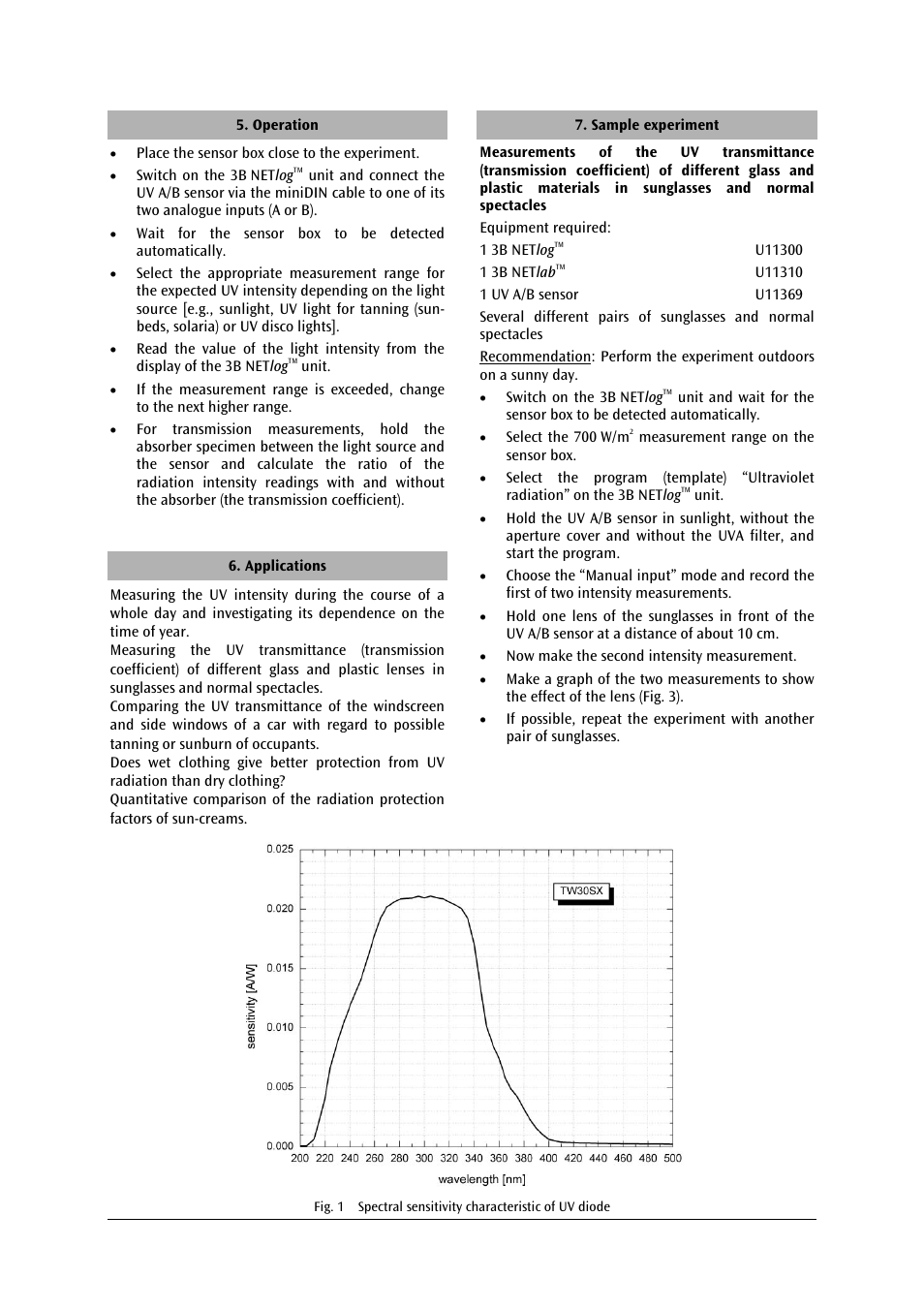 3B Scientific UV A__B Sensor User Manual | Page 6 / 24