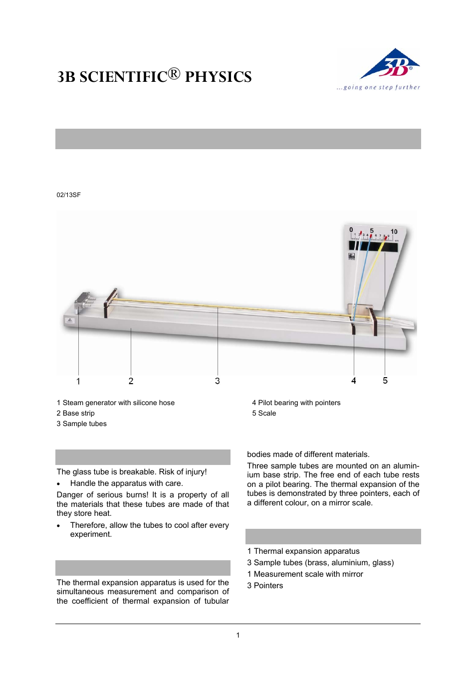 3B Scientific Linear Expansion Apparatus with Three Pointers User Manual | 2 pages