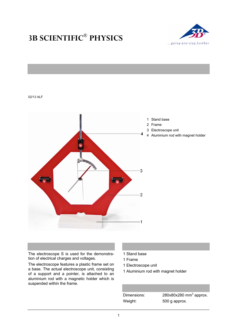 3B Scientific Electroscope S User Manual | 2 pages