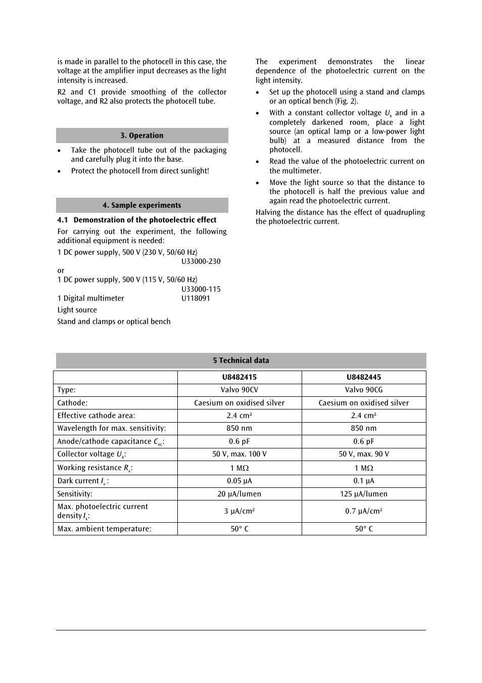 3B Scientific Photoelectric Effect Vacuum Cell User Manual | Page 2 / 4