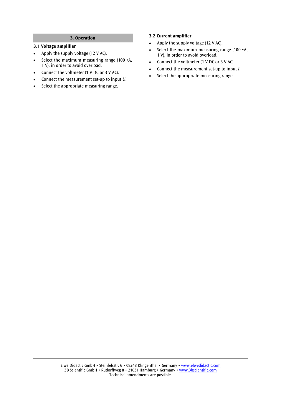 3B Scientific Measuring Amplifier S User Manual | Page 2 / 2