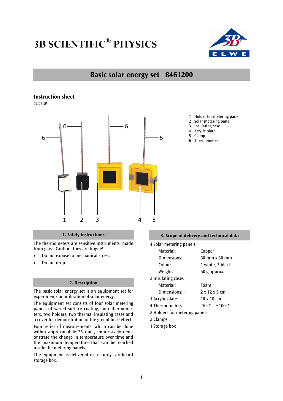 3b scientific, Physics | 3B Scientific Solar Energy Basic Kit User Manual | Page 3 / 12